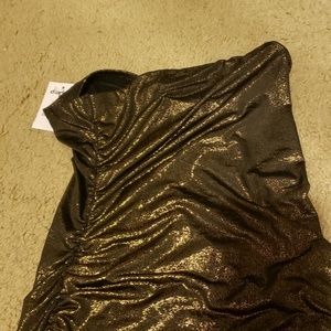 Gold glitter party or club strapless tank top